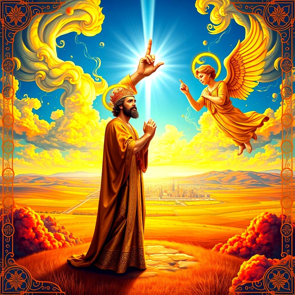 King David Rebuked by the Hand of God in a Vibrant Heavenly ...