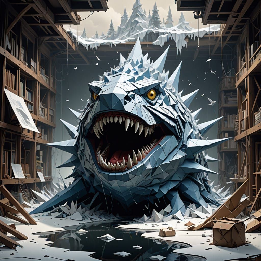 Surreal Colossal Mouth Swallows the Ocean's Depths in Origam...