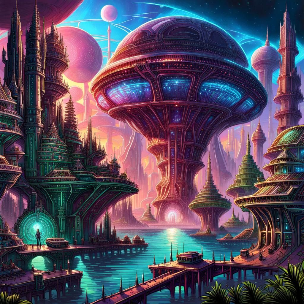 Maximalist Alien Planet Scene