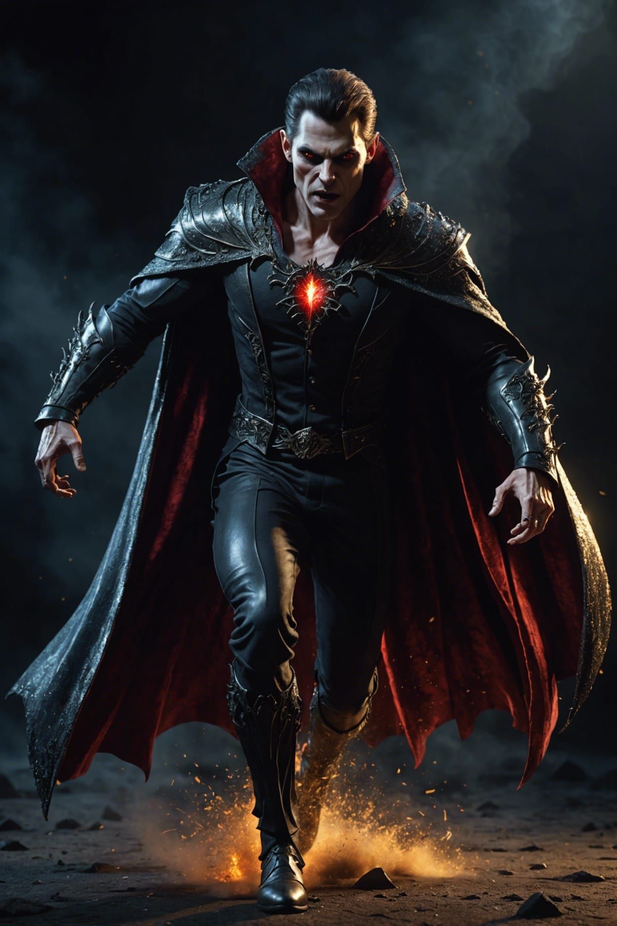 Epic Vampire Lord Running, Photorealistic CGI Render