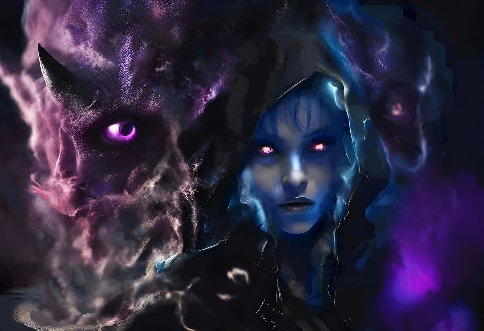 Evil Purple Demon Eyes by Greg Rutkowski