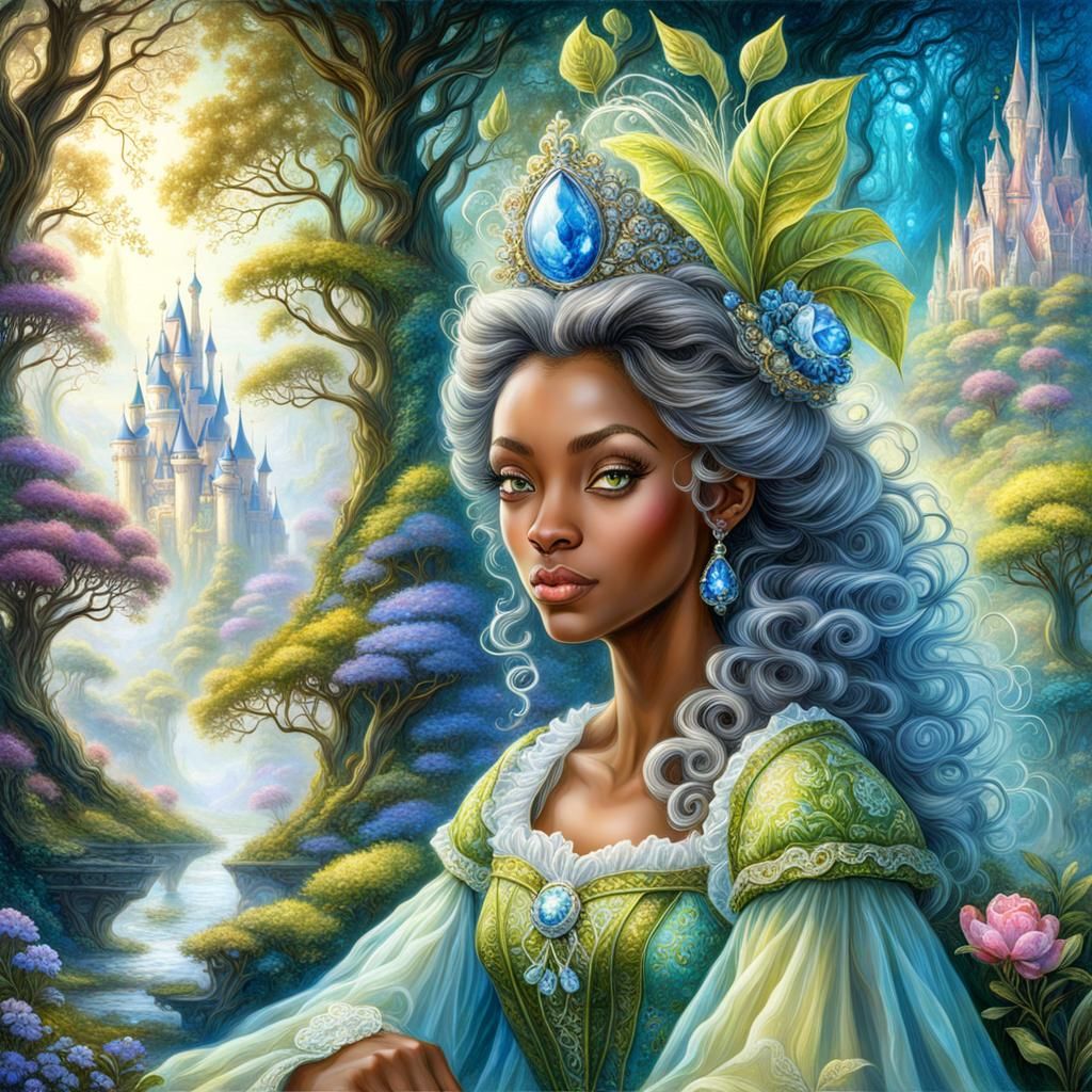 Princess Tiana in Wonderland: Detailed Concept Art