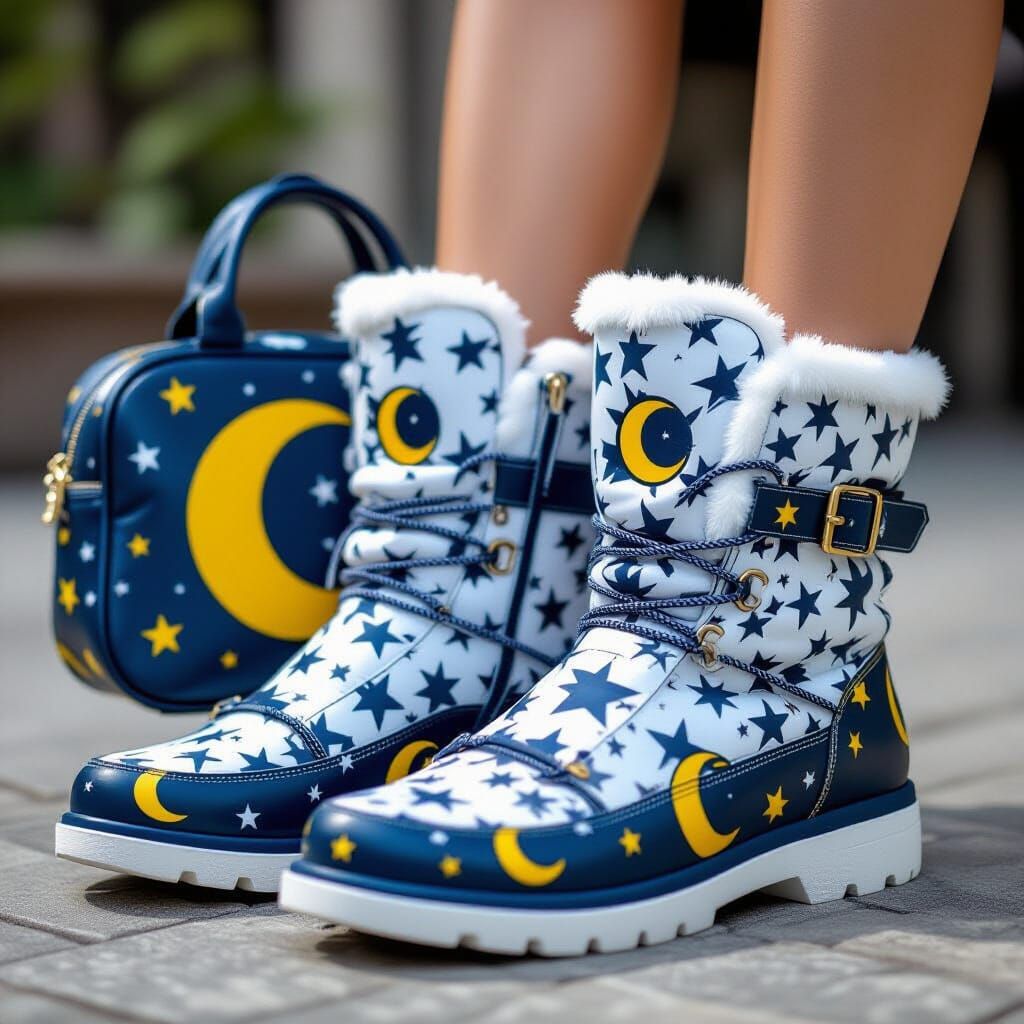Moon Boots and Bag with Moon Logo