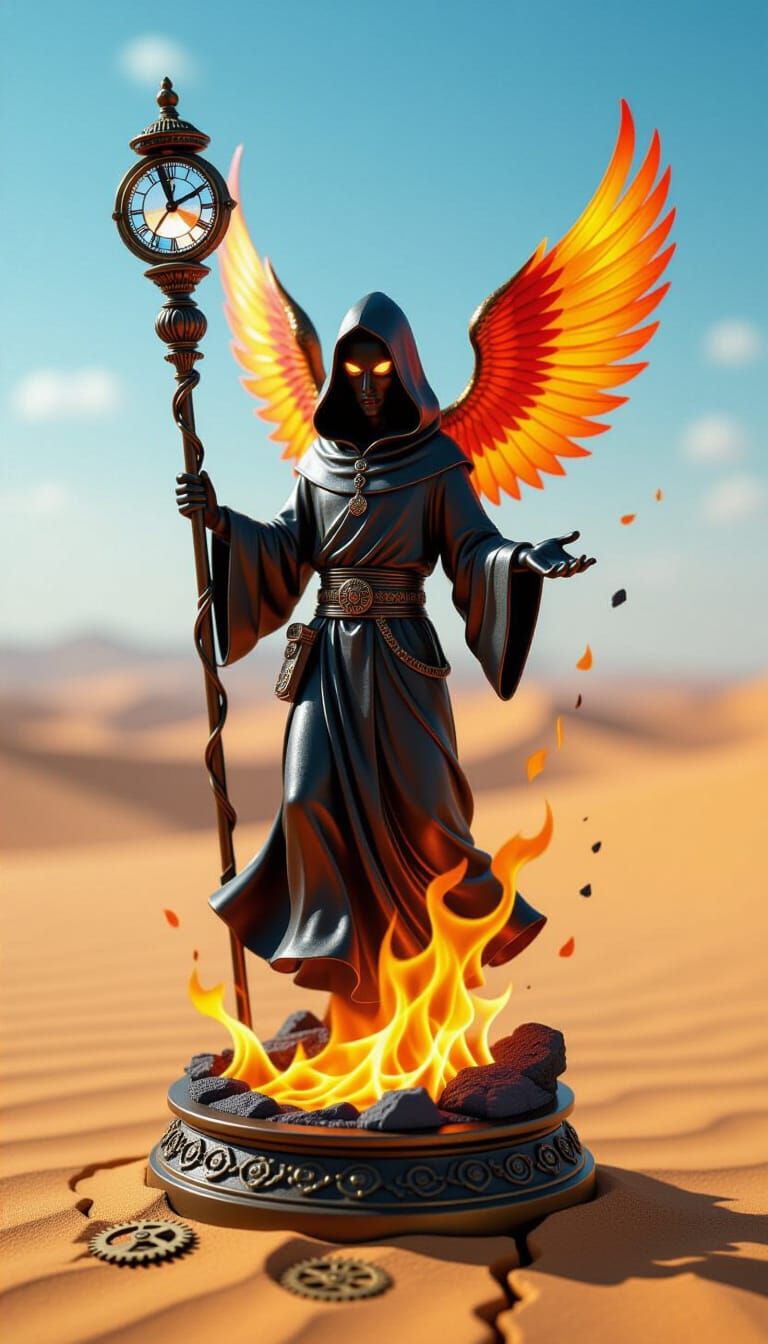 Monk Figurine Rises from Ashes as Fiery Phoenix, Time-Glass ...