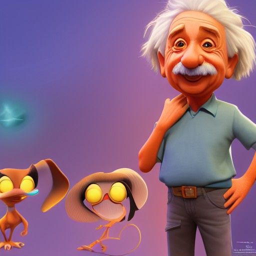 Albert Einstein as Pixar Style 3D Art