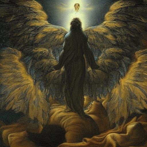 Lion-Headed Angel in Apocalyptic Renaissance Style