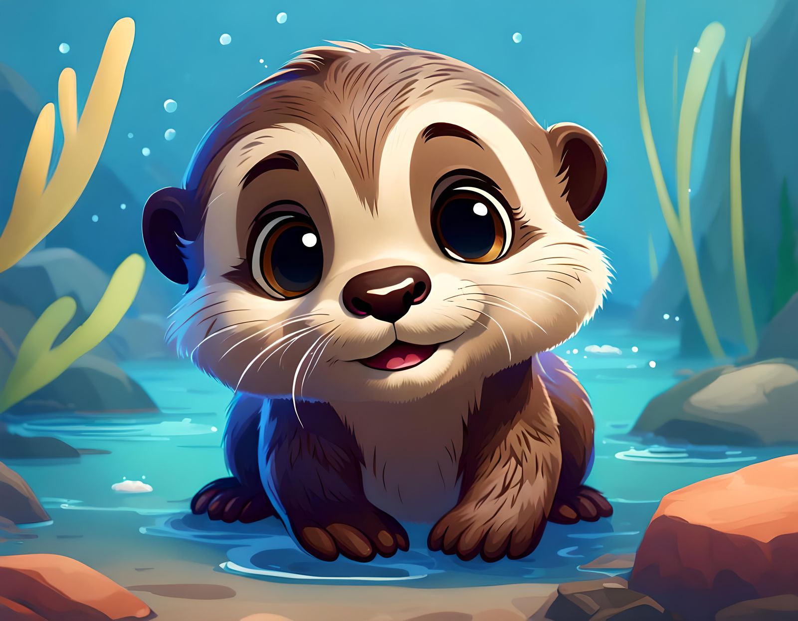 Disney Pixar Style: Adorable Baby Otter