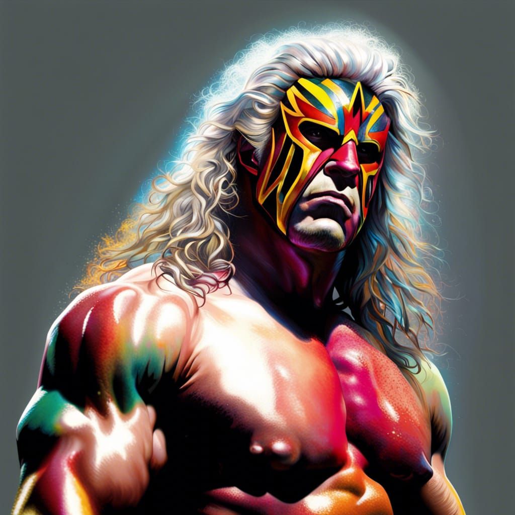 Hyperrealistic Wrestling Warrior in Splash Art Style