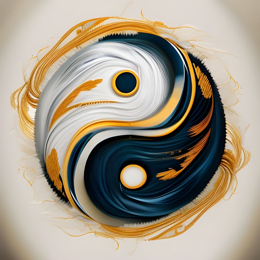 Glowing Liquid Yin Yang in Surreal Style
