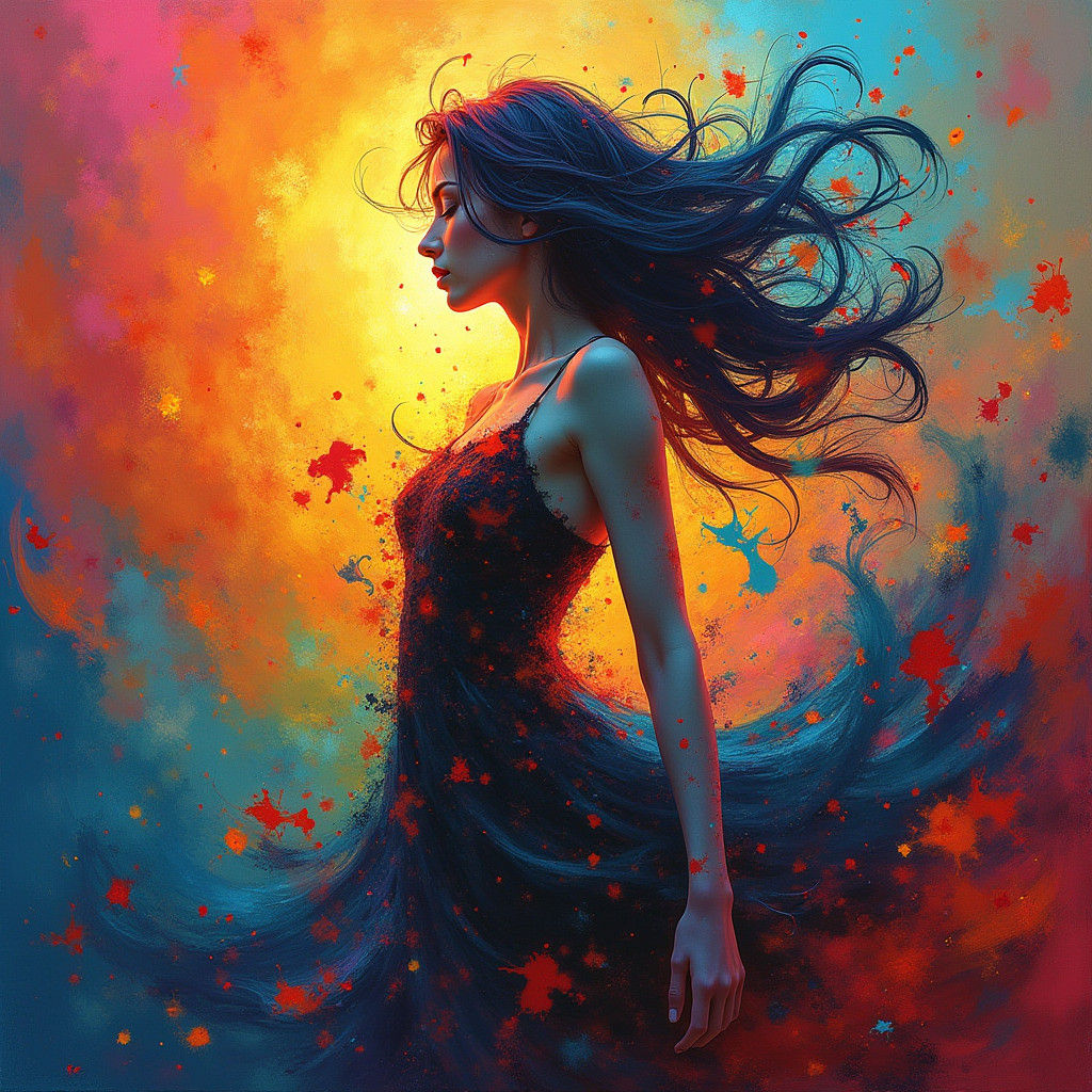 Abstract Woman Figure in Kandinsky Style