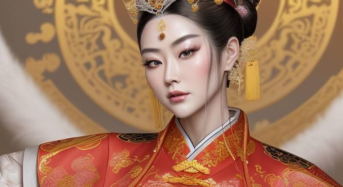 Empress Dowager Mu: Hyperrealistic Portrait in Golden Hour