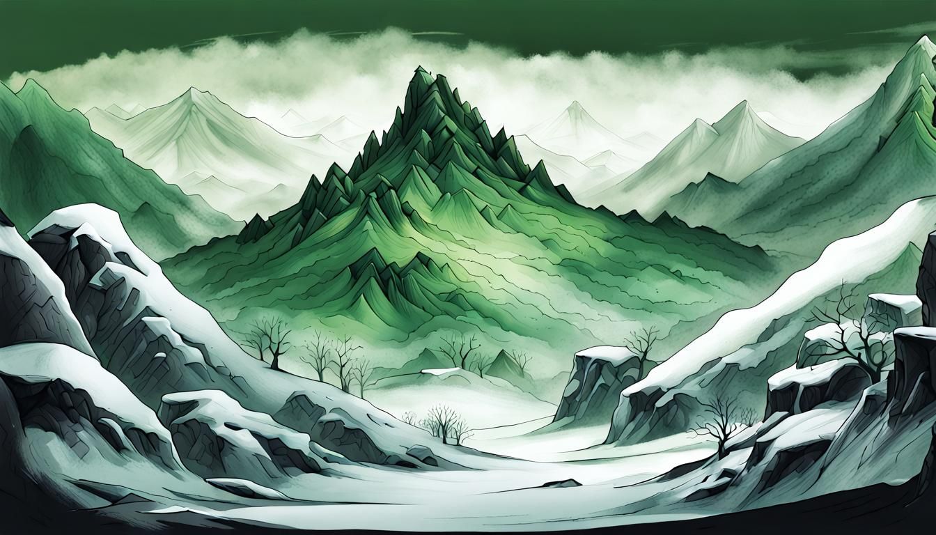 Verdant Healing Mountain in Ink Style