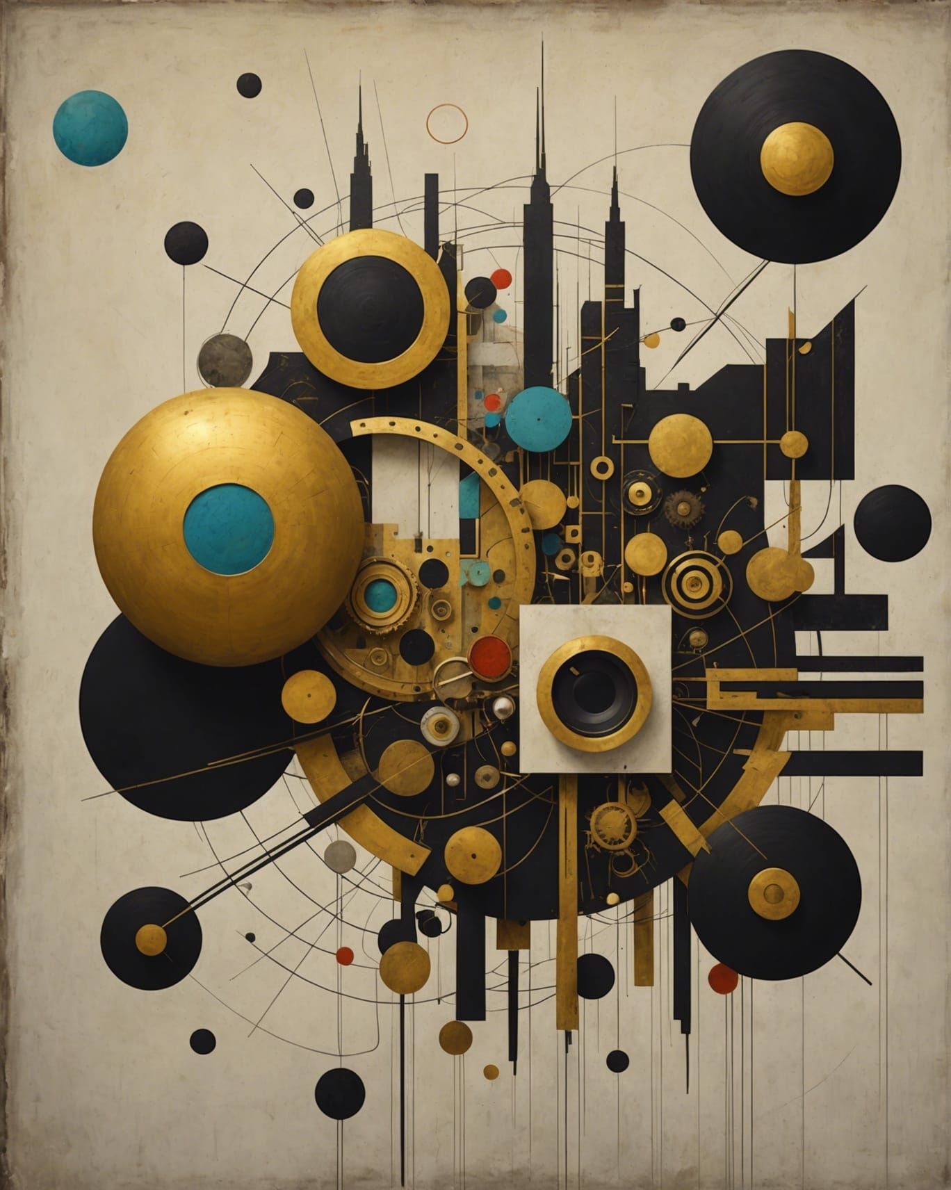 Golden Abstract Cycles Matte Painting in Hyperrealism