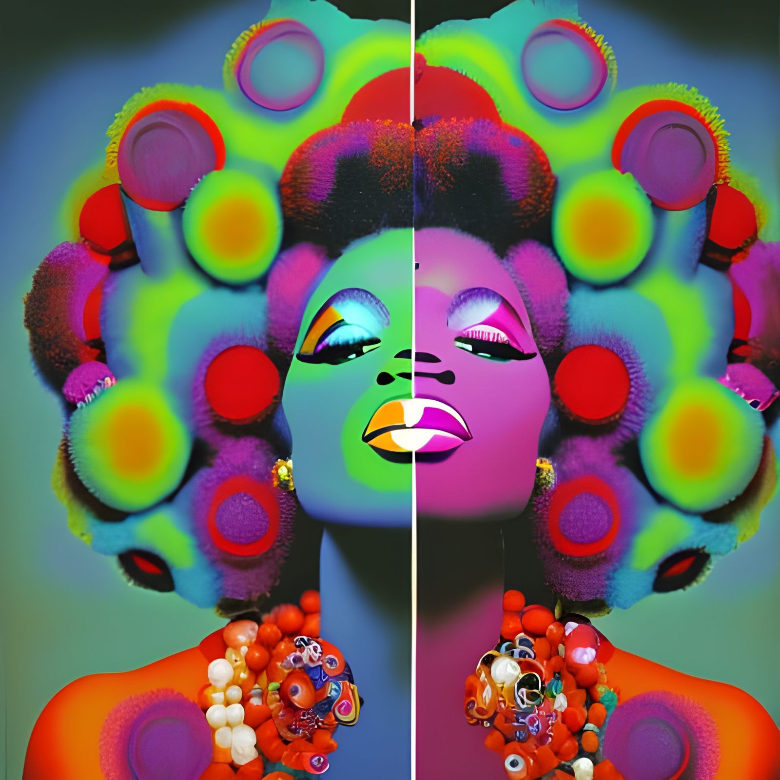 Psychedelic 1960s Portrait of an African American Woman