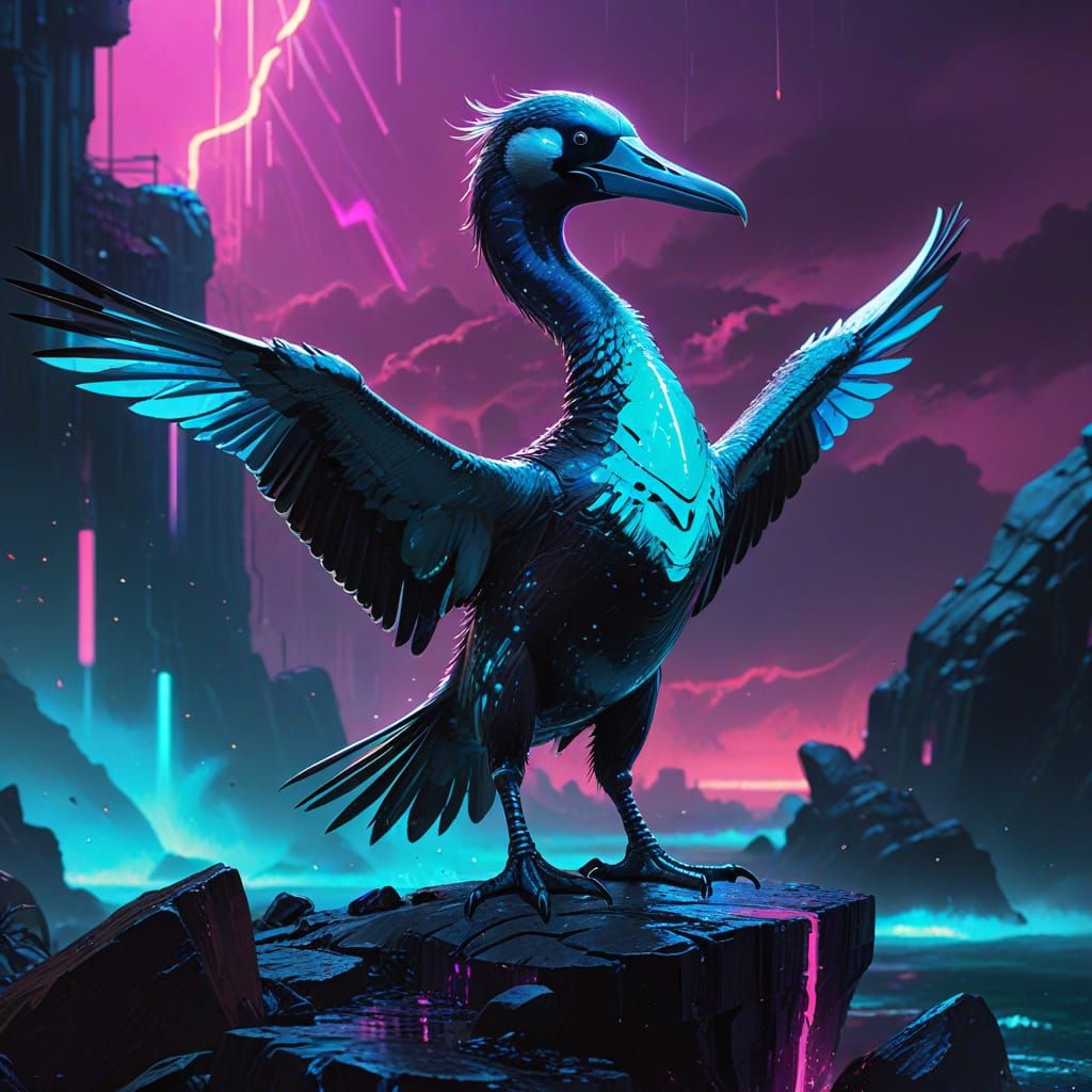 Futuristic Blue-Footed Booby Concept Art