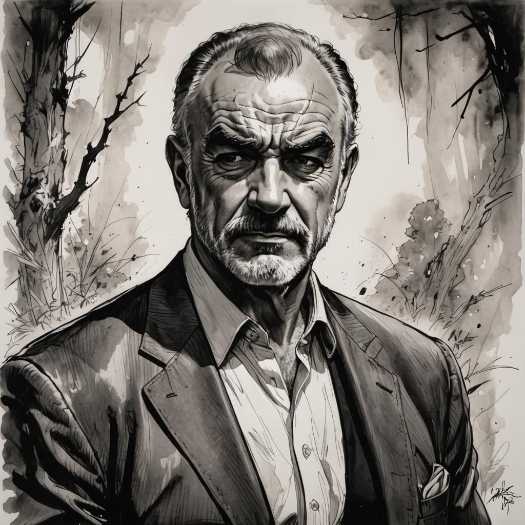 Sean Connery Portrait in Comic Book Style