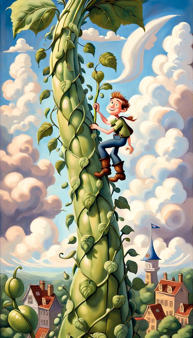 Jack and the Beanstalk Folk Art Illustration