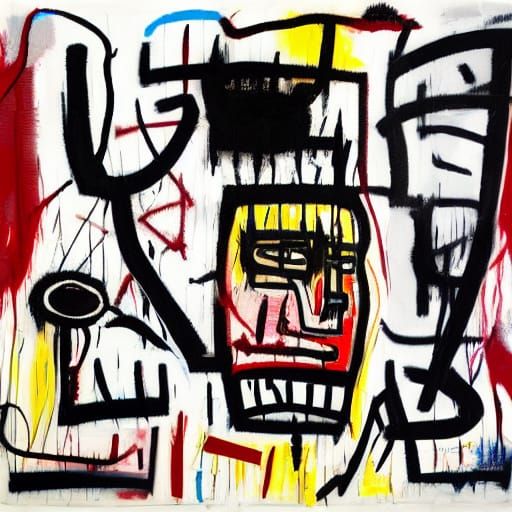 Activism Art in Basquiat Style with Frenetic Brushwork