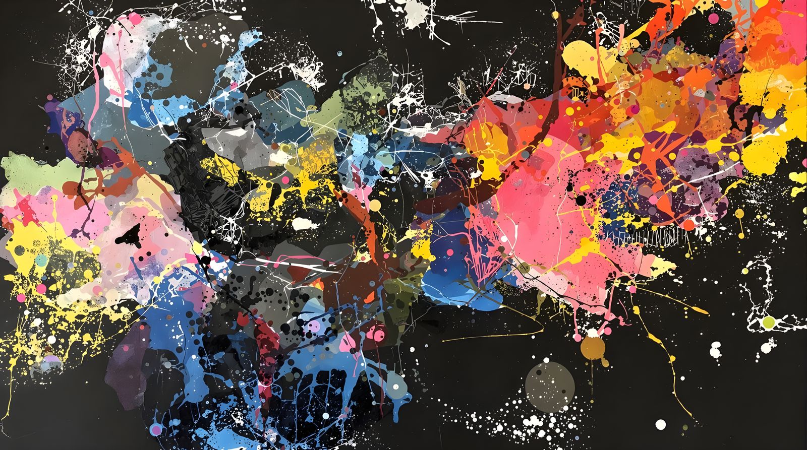 Abstract Encaustic Painting on Black Paper