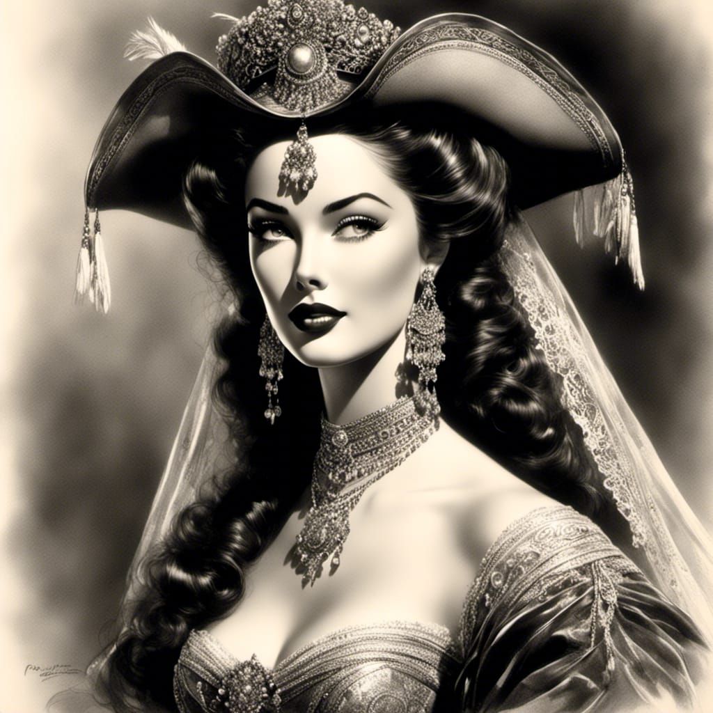 Elegant Portrait Illustration of a Beautiful Woman