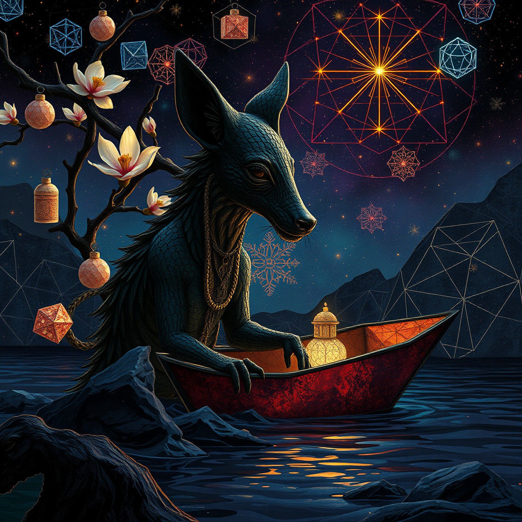 Surreal Christmas Heart in Psychedelic Klimt Style