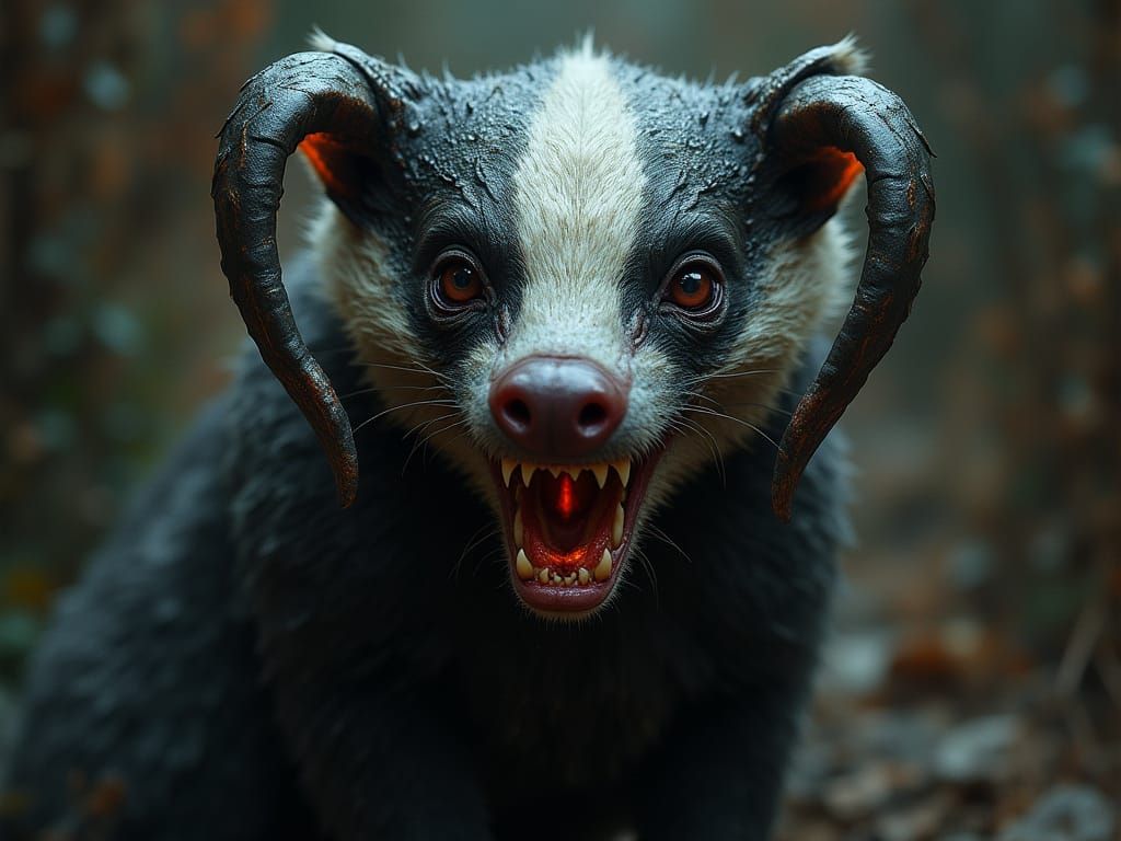 Surreal Corrupted Badger Portrait in Dutch Masters Style