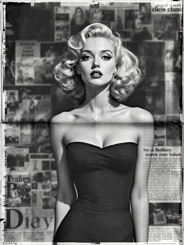 1950s Pin-Up Woman in Authentic Newspaper Layout