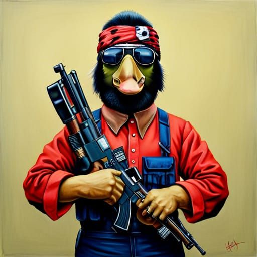 Rambo Duck with Machine Gun, Insanely Realistic