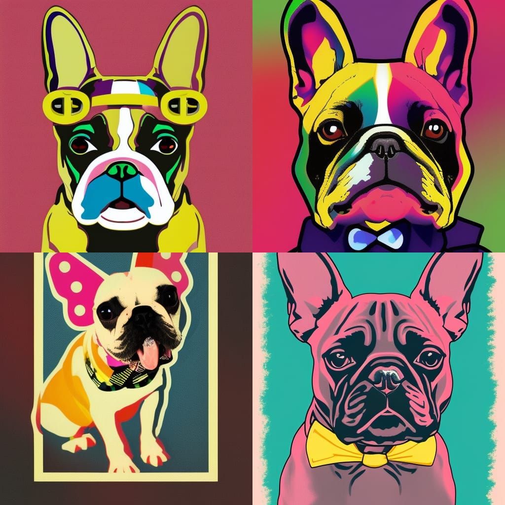French Bulldog with Barrette in Pop Art Style