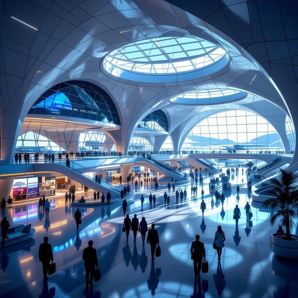 Futuristic Zagreb Airport Terminal in Sci-Fi Style