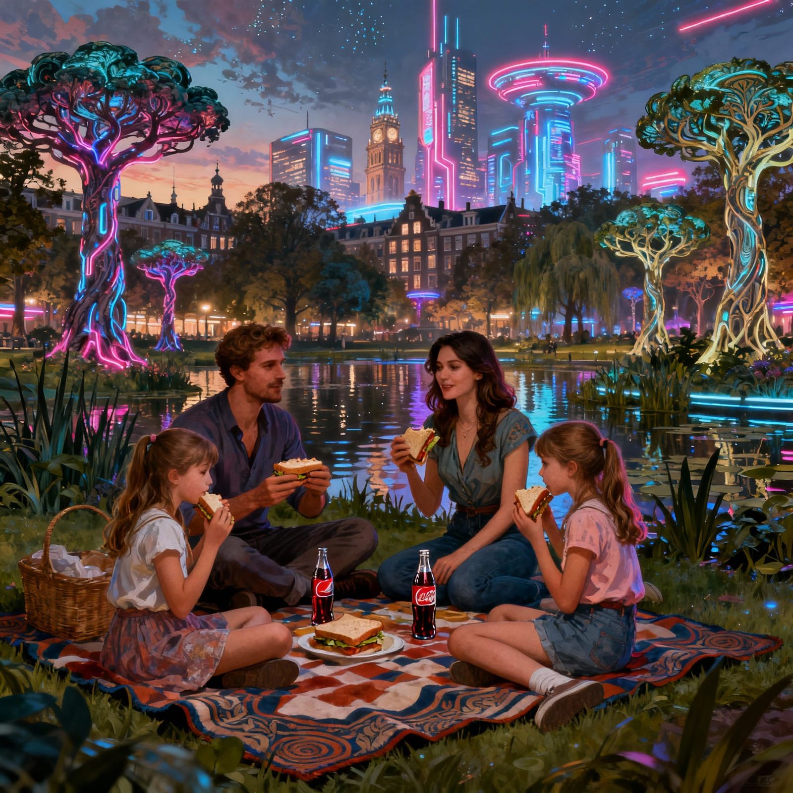 Futuristic Family Picnic in Vondel Park, Amsterdam