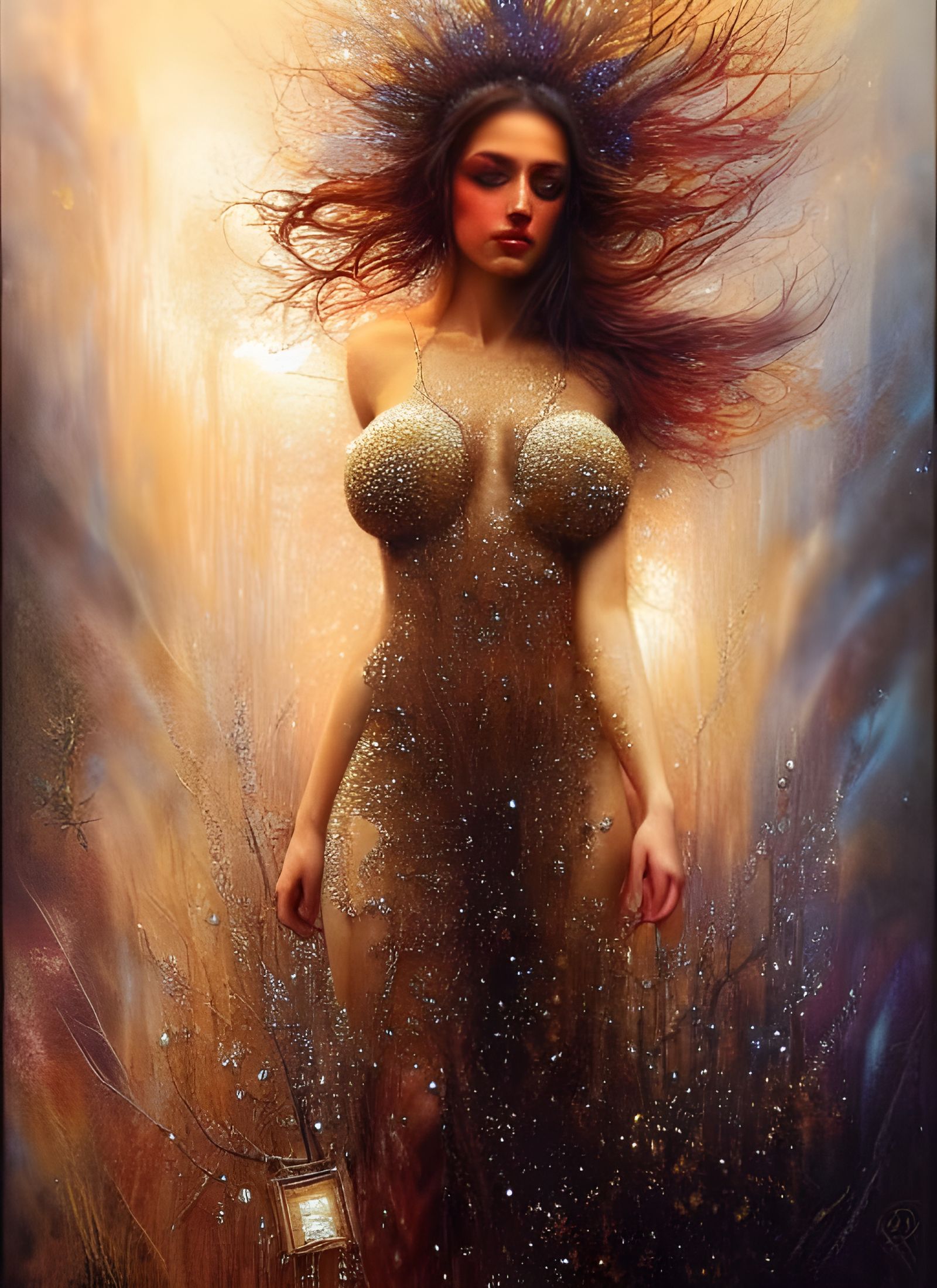 Glittering Princess Portrait in Scenic Landscape