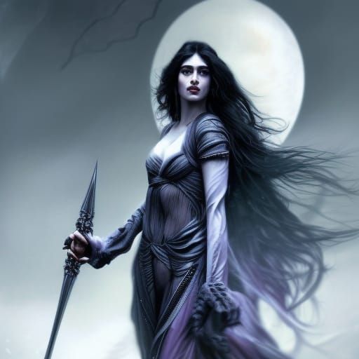 Vampire Goddess Portrait in Pre-Raphaelite Style