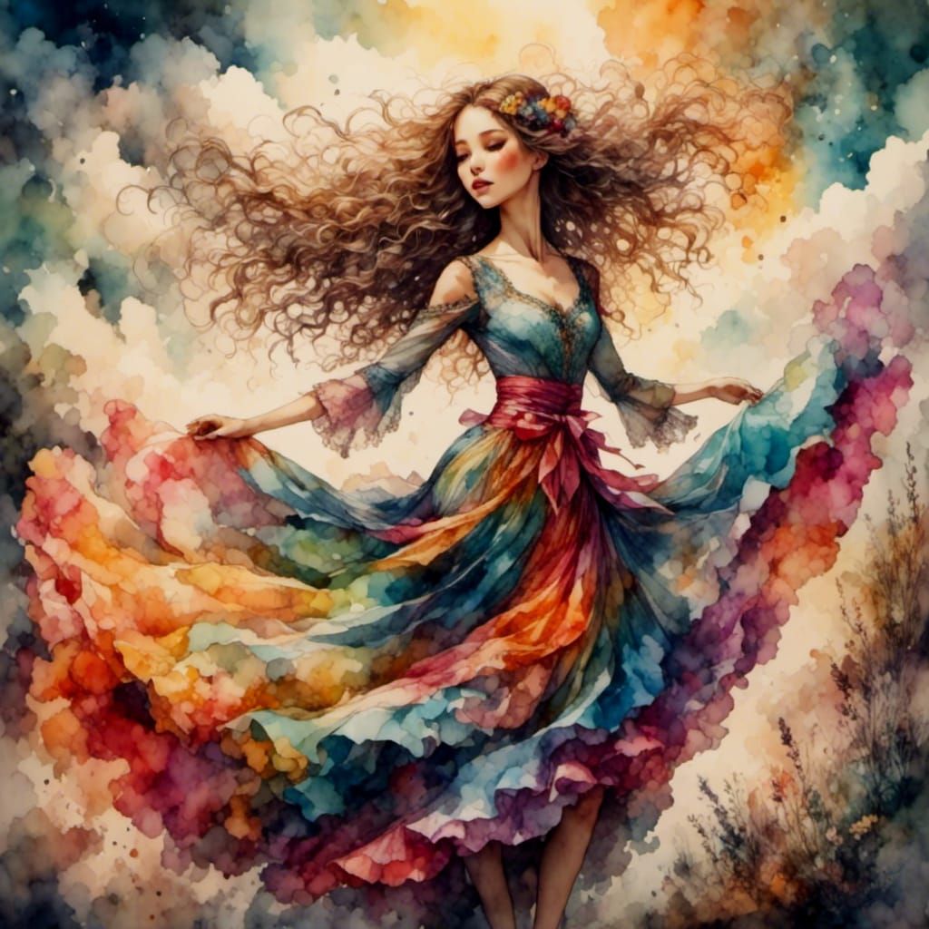 Flamenco Dancer in a Burst of Colors