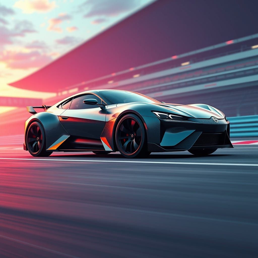 Luxurious Carbon Fiber SUV Coupe in Exotic Racing Track Land...