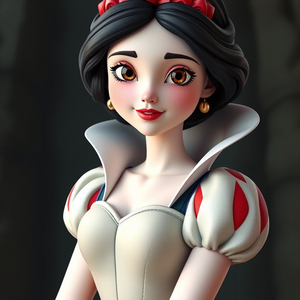 Snow White Portrait in 3D Cartoon Style