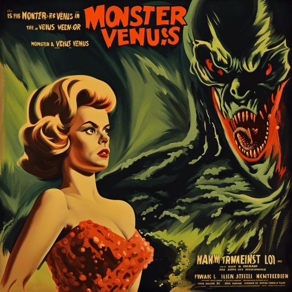 Venus Monster in 1960s Horror Poster Style
