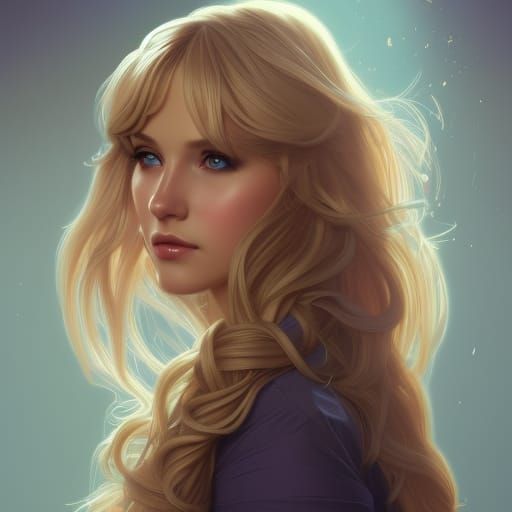 Attractive Girl with Birthday Cake, Hyperdetailed Art