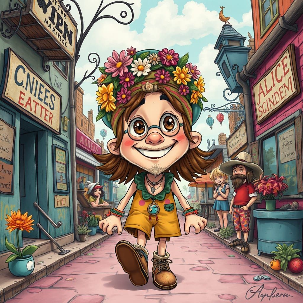 Whimsical Stoner Dude in Wonderland