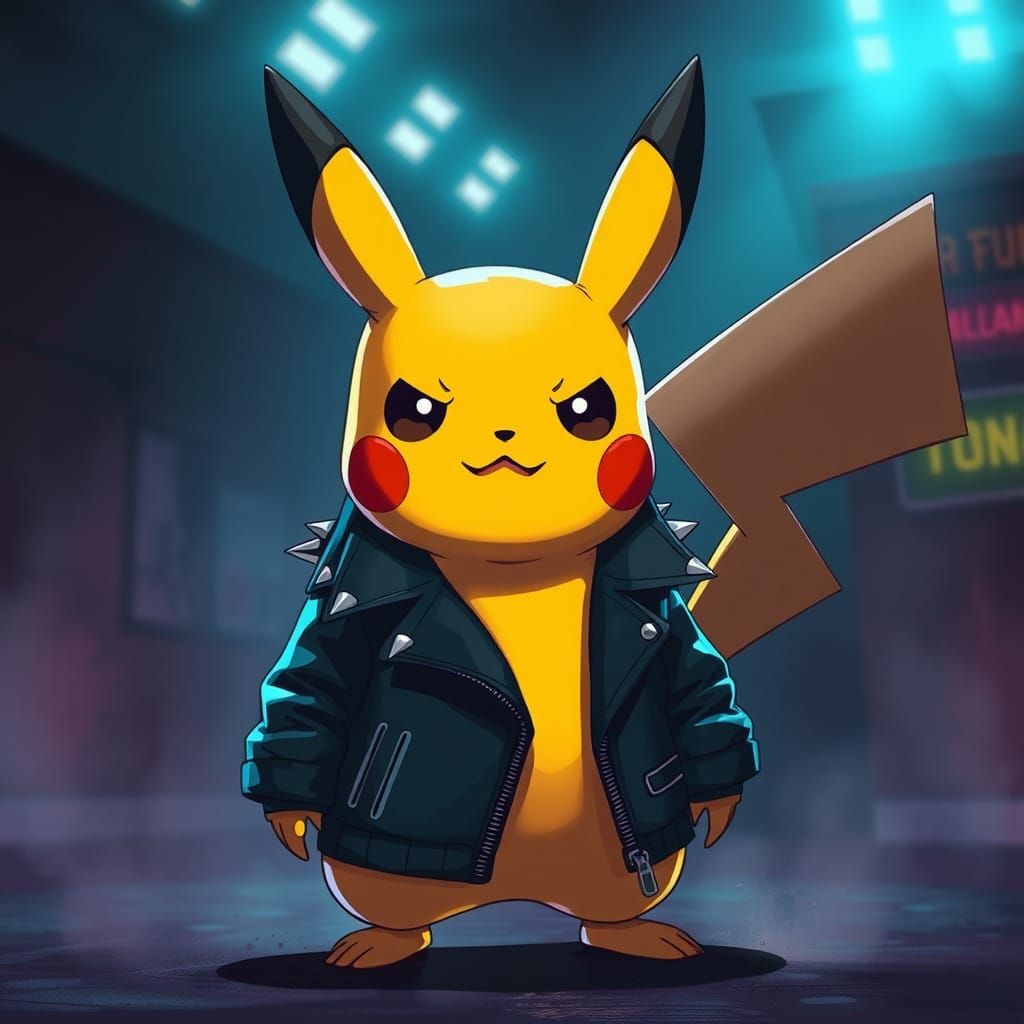 emo Pikachu, hd background, in the style of chiaroscuro technique, suehiro maruo, energy-filled illustrations, cartoon r...