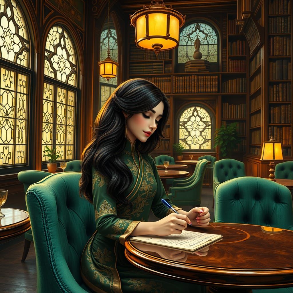 Thai Coffee Shop Dreamscape in Neo-Impressionist Style