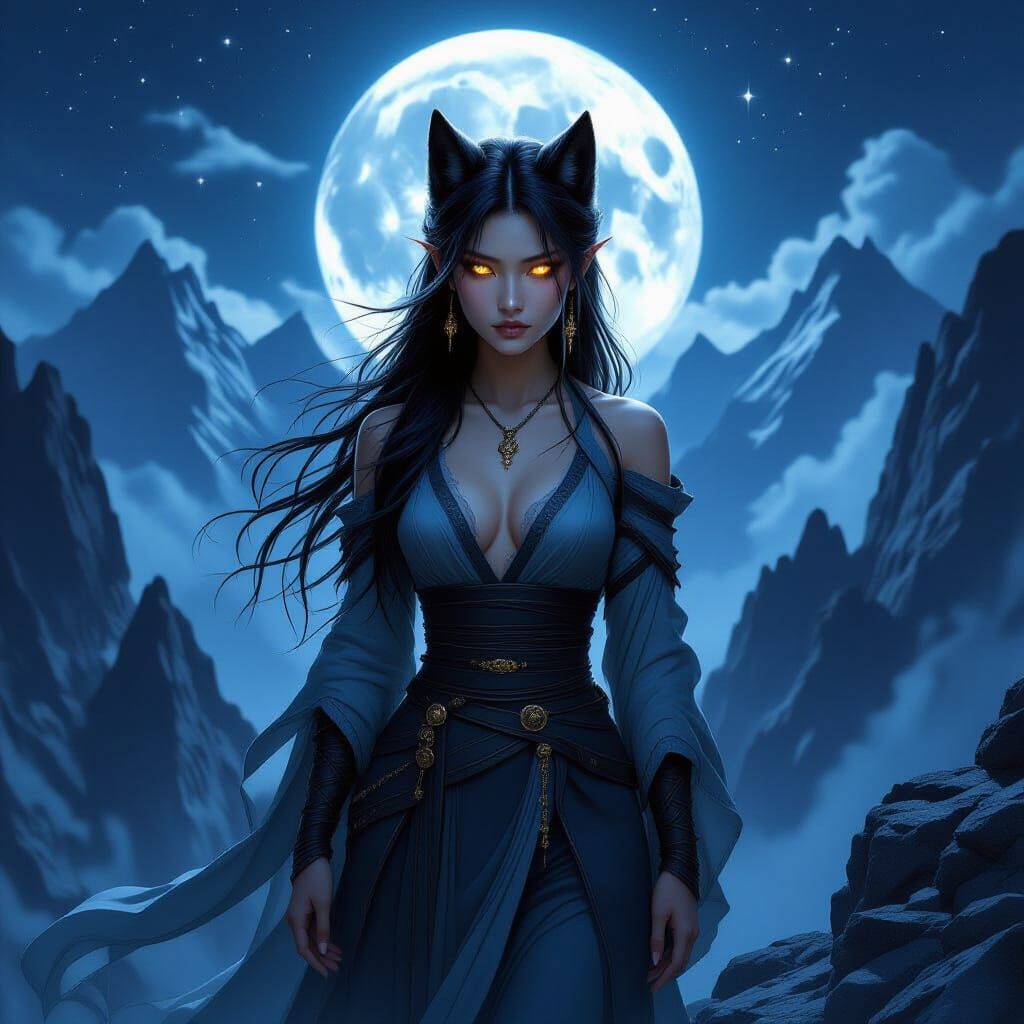 Mountain Spirit Werewolf in Gothic Fantasy Style