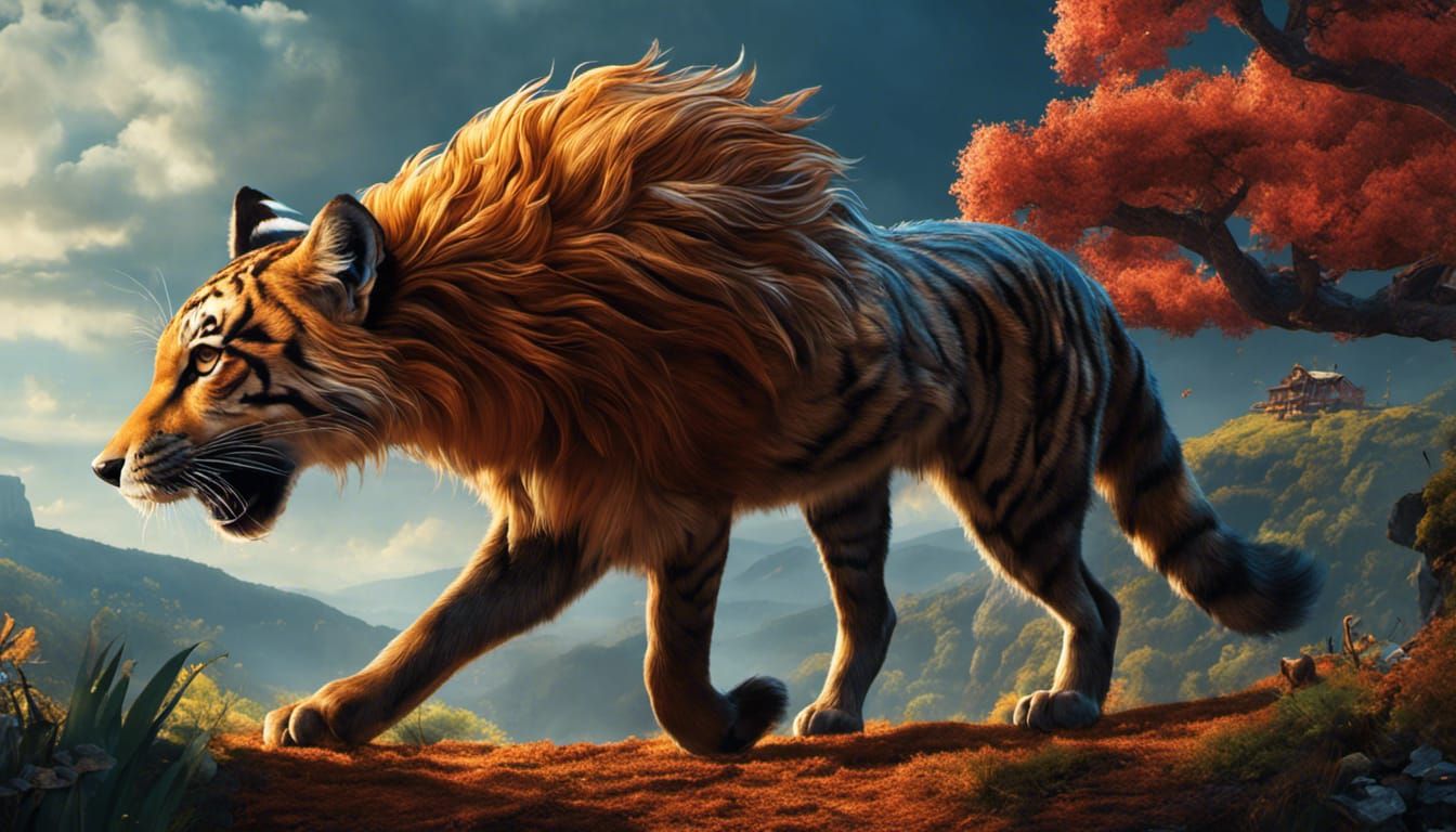 Fantastical Fox with Tiger Lilies in Film Noir