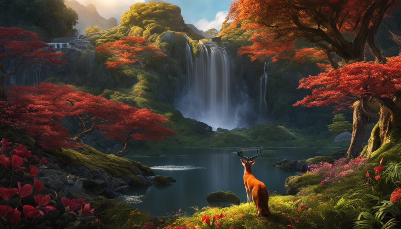 Fantastical Fox with Tiger Lilies in Film Noir