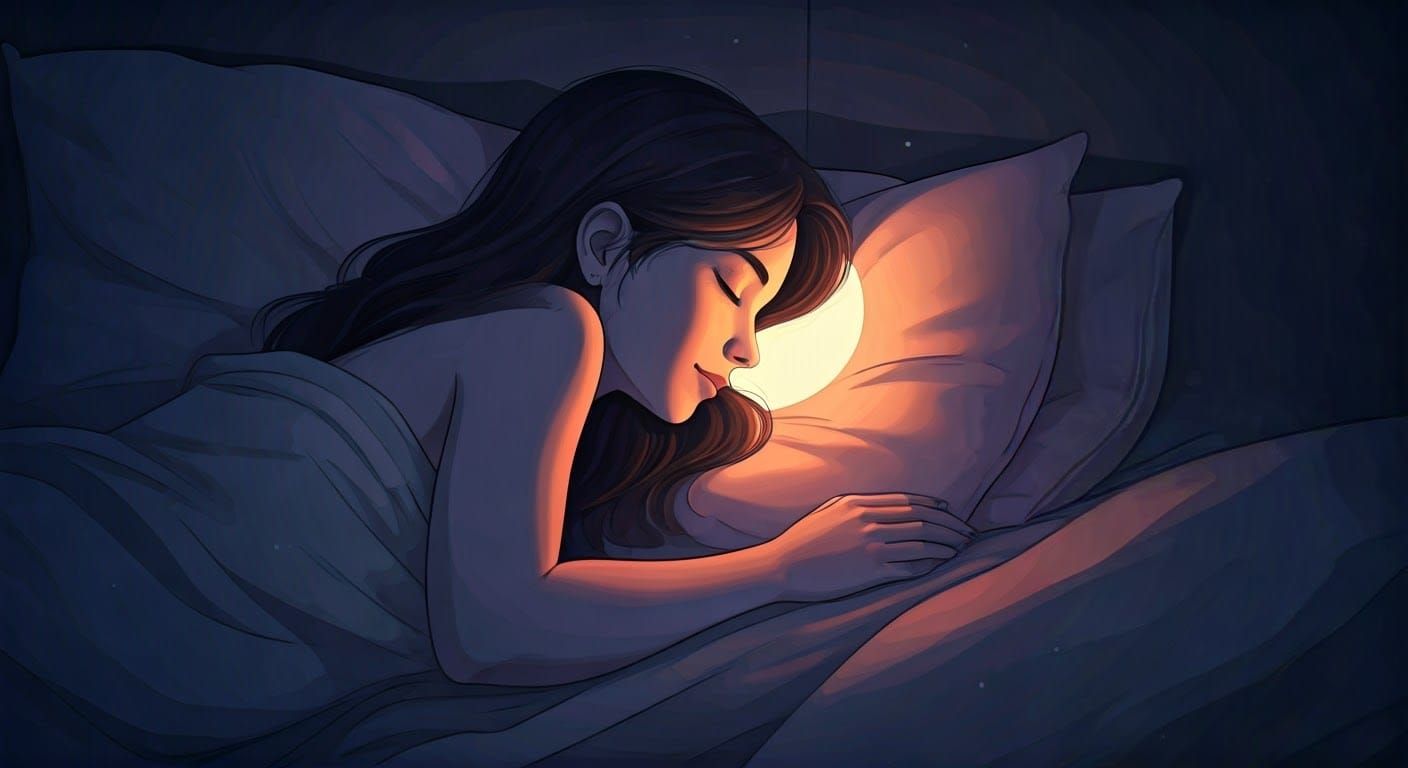 Serene Woman Sleeping Peacefully in Cozy Bedroom