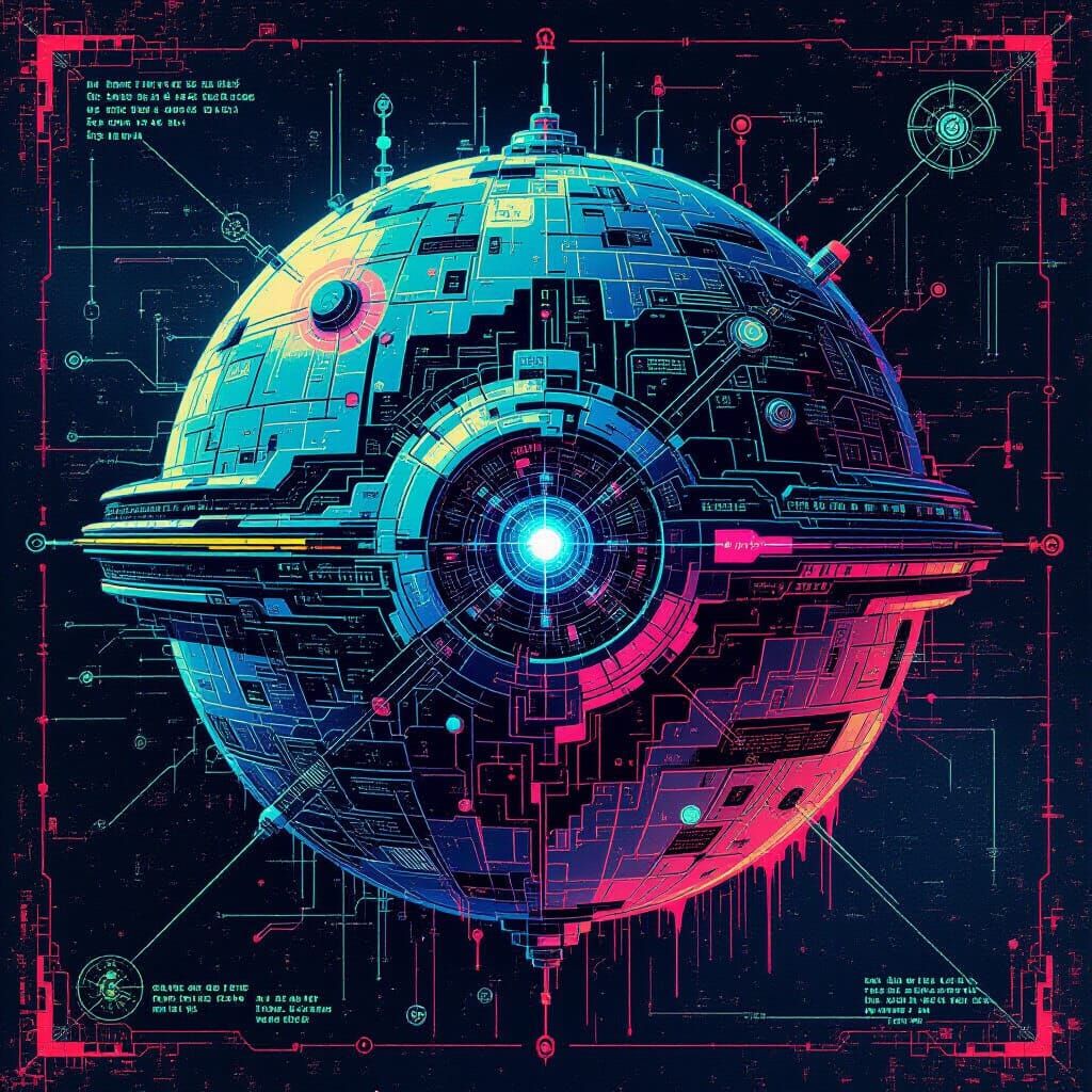 Teslapunk Circuit Diagram in Futuristic Torus