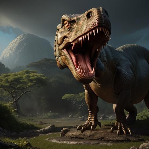 T-Rex in Prehistoric Jungle, Fantasy Concept Art