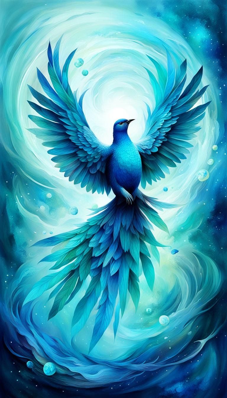 Ethereal Bird Spirit in Abstract Surreal Art