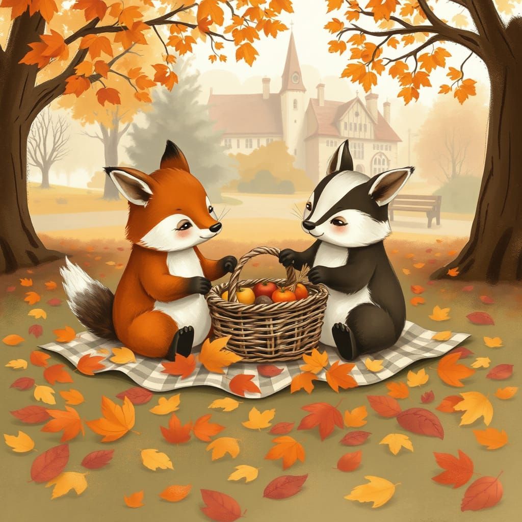 Woodland Creatures' Autumn Picnic 🦊🧺