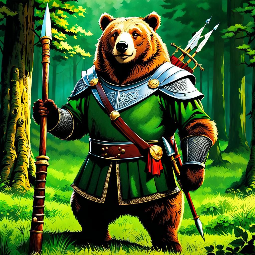 Anthropomorphic Bear Warrior: Little John, Robin Hood's Lieu...